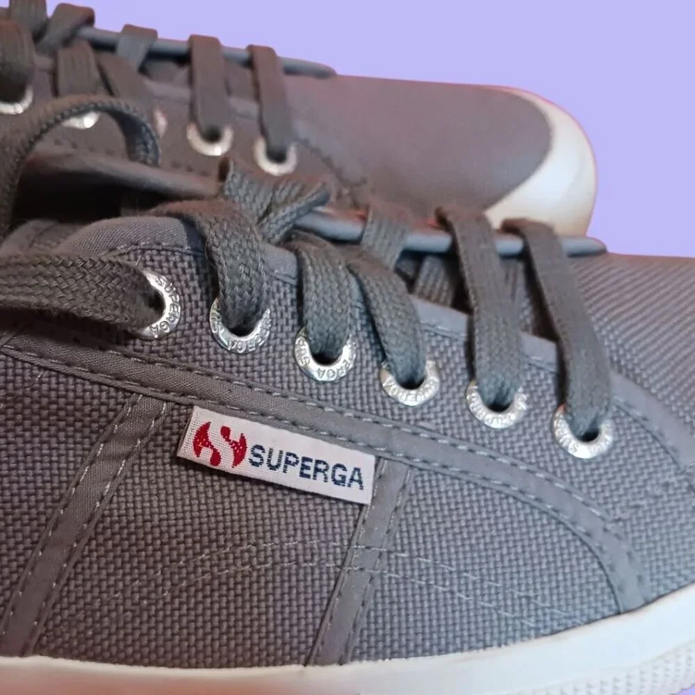 Superga 2750 Cotu Classic Grey Sage Canvas Lace-Up Sneakers Size 9.5